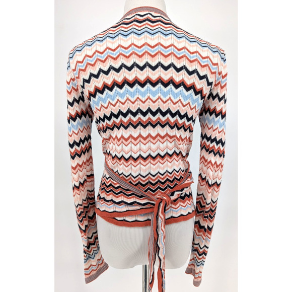 Lascana Boho Wrap Cardigan Chevron Knit Indie Retro 90s Style Multi Print 4/6 - Picture 4 of 10